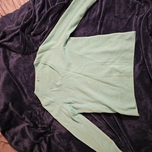 Womens Halogen 100% Cashmere Cyan Sweater